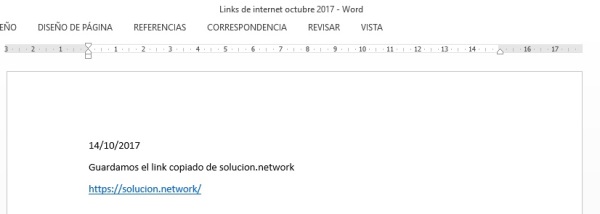 Hemos escribido los comentarios y pegado el LINK en el nuevo documento WORD